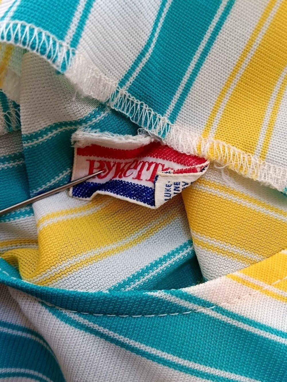 True Vintage Tank Top Single Stitch Medium Pykettes 1970's Striped Sleeveless